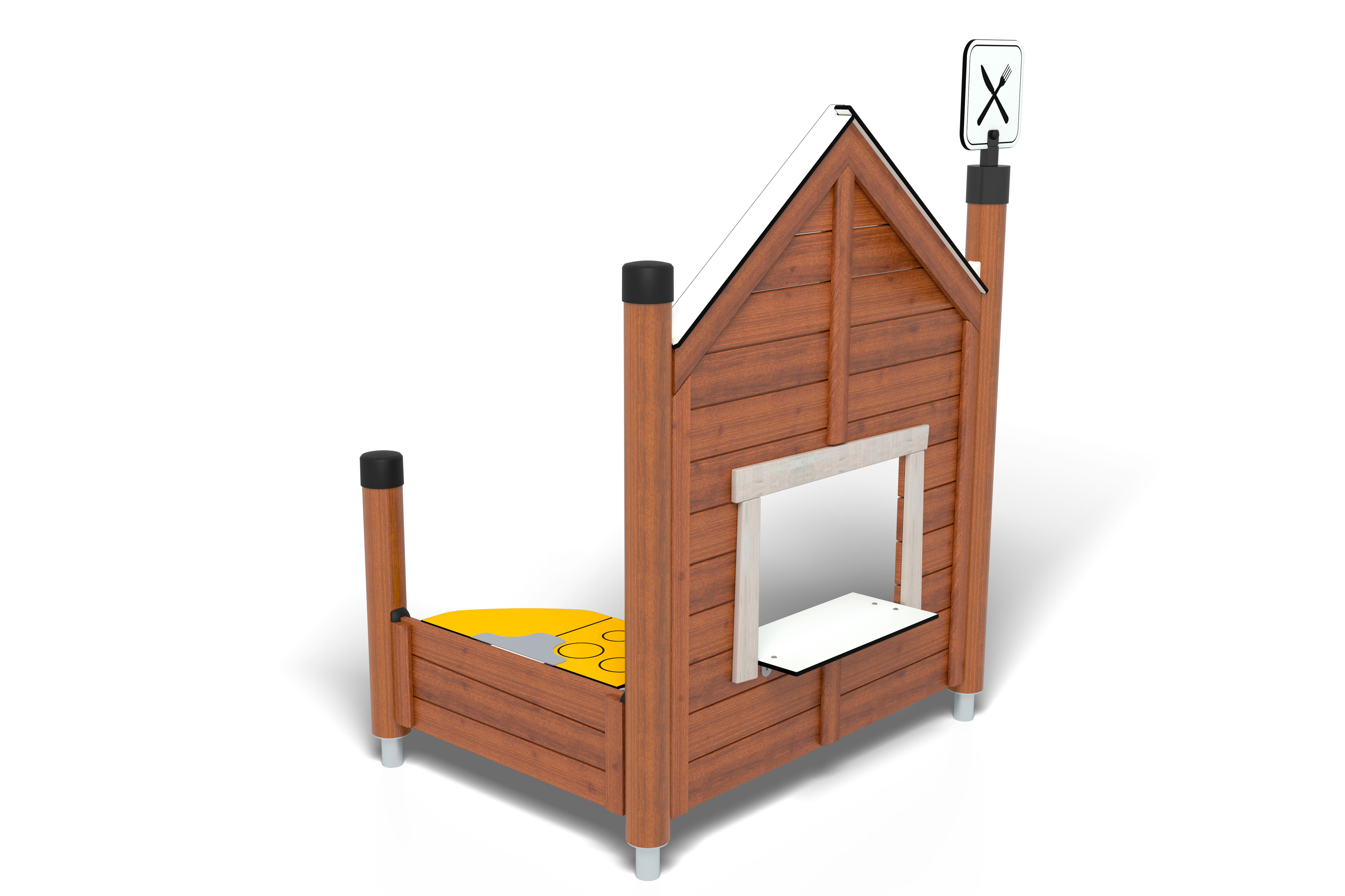 A wooden restaurant play set